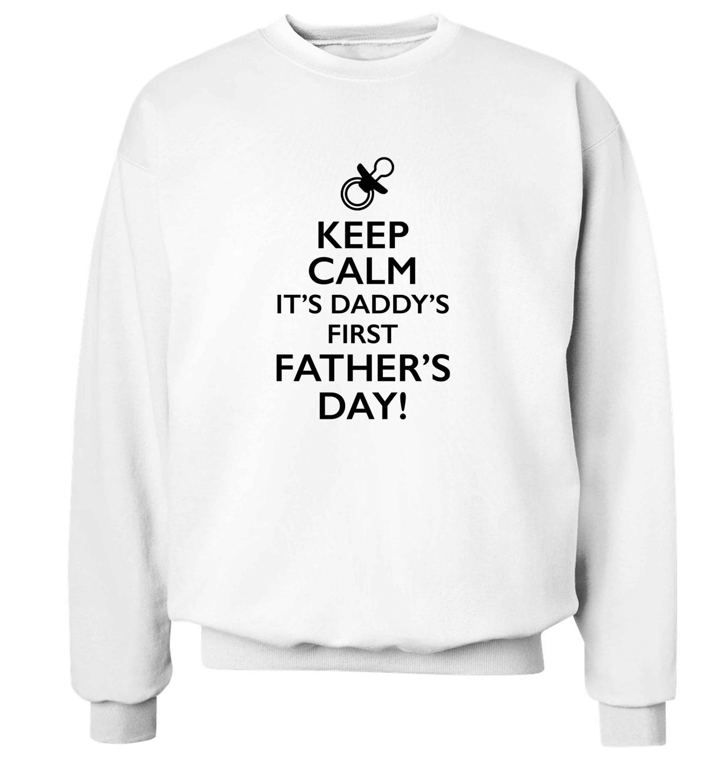 Keep calm it's daddy's first father's day adult's unisex white sweater 2XL