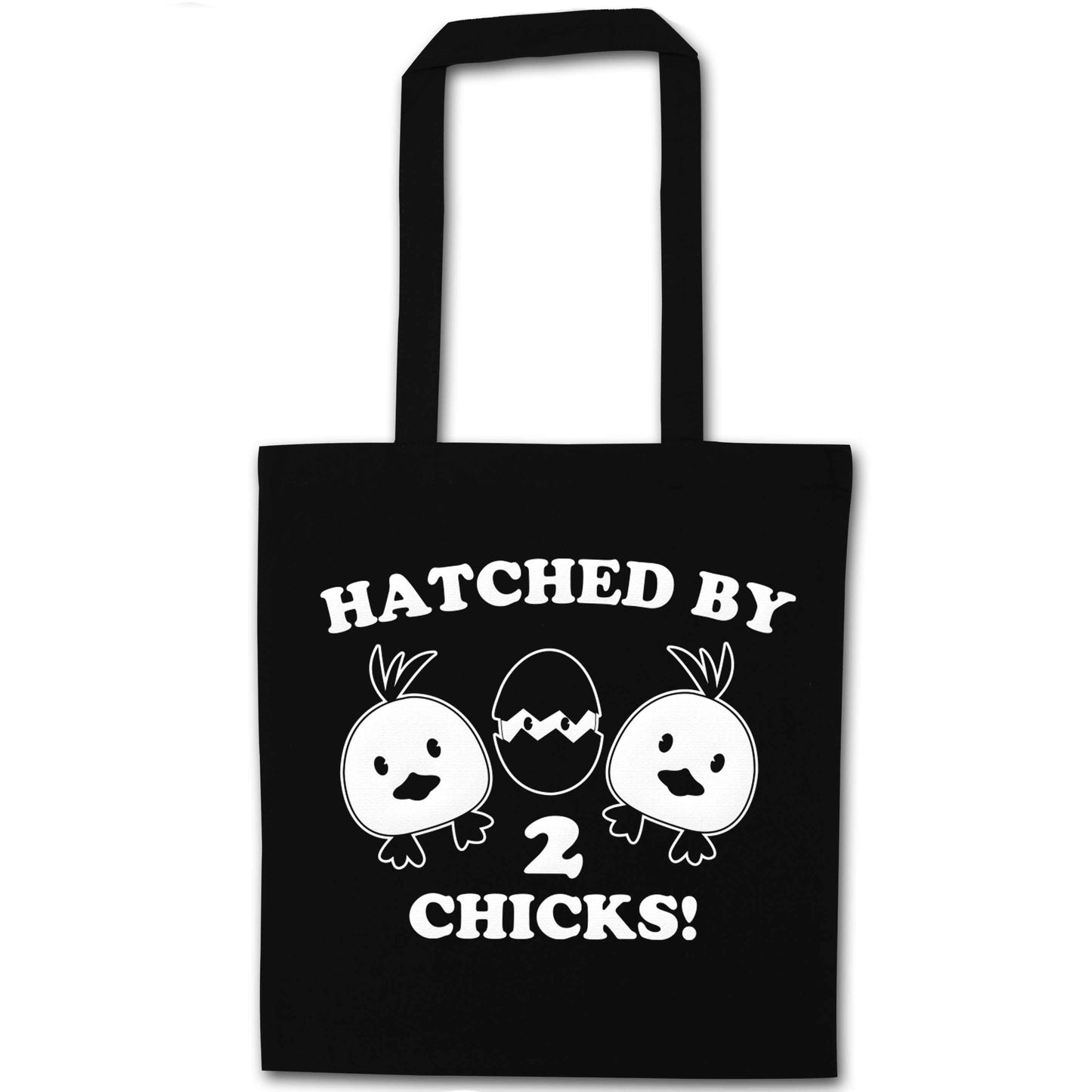 Hatched by two chicks black tote bag