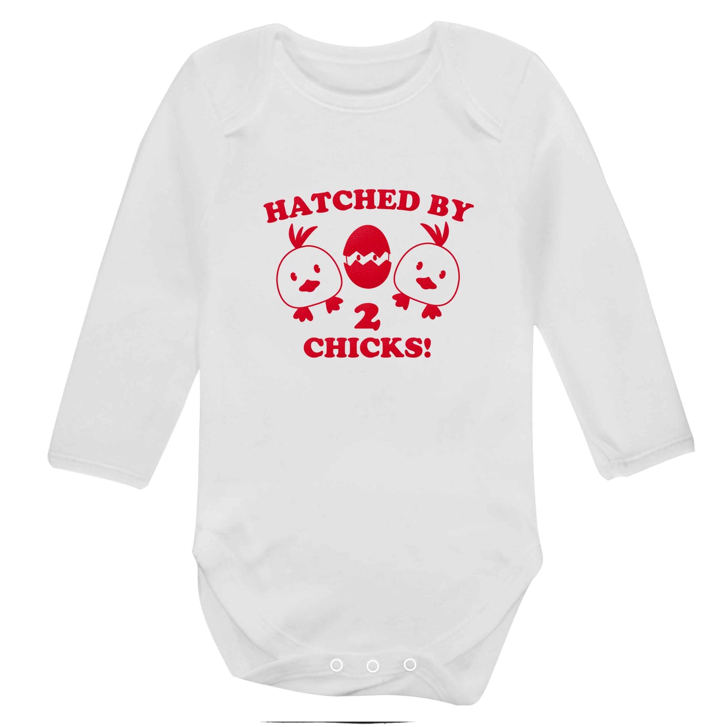 Hatched by two chicks baby bodysuit long sleeved white 6-12 months
