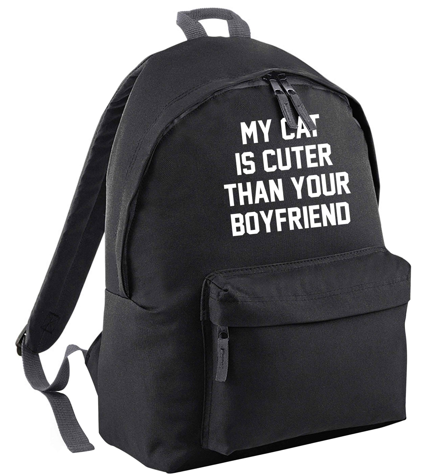 My cat is cuter than your boyfriend black adults backpack