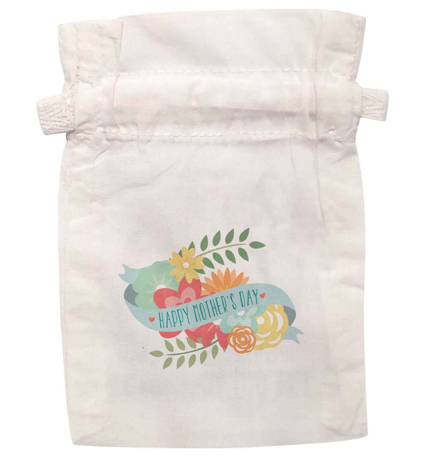 Floral happy mother's day | XS - L | Pouch / Drawstring bag / Sack | Organic Cotton | Bulk discounts available!