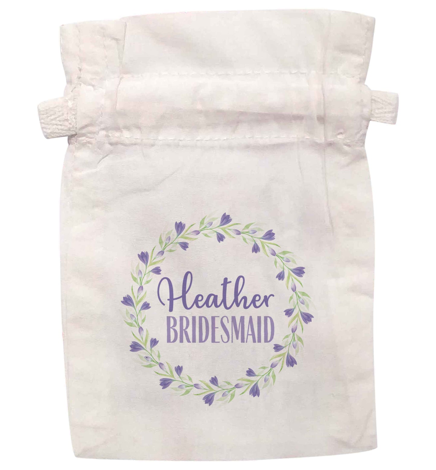 Personalised any name any role bridal purple wreath | XS - L | Pouch / Drawstring bag / Sack | Organic Cotton | Bulk discounts available!