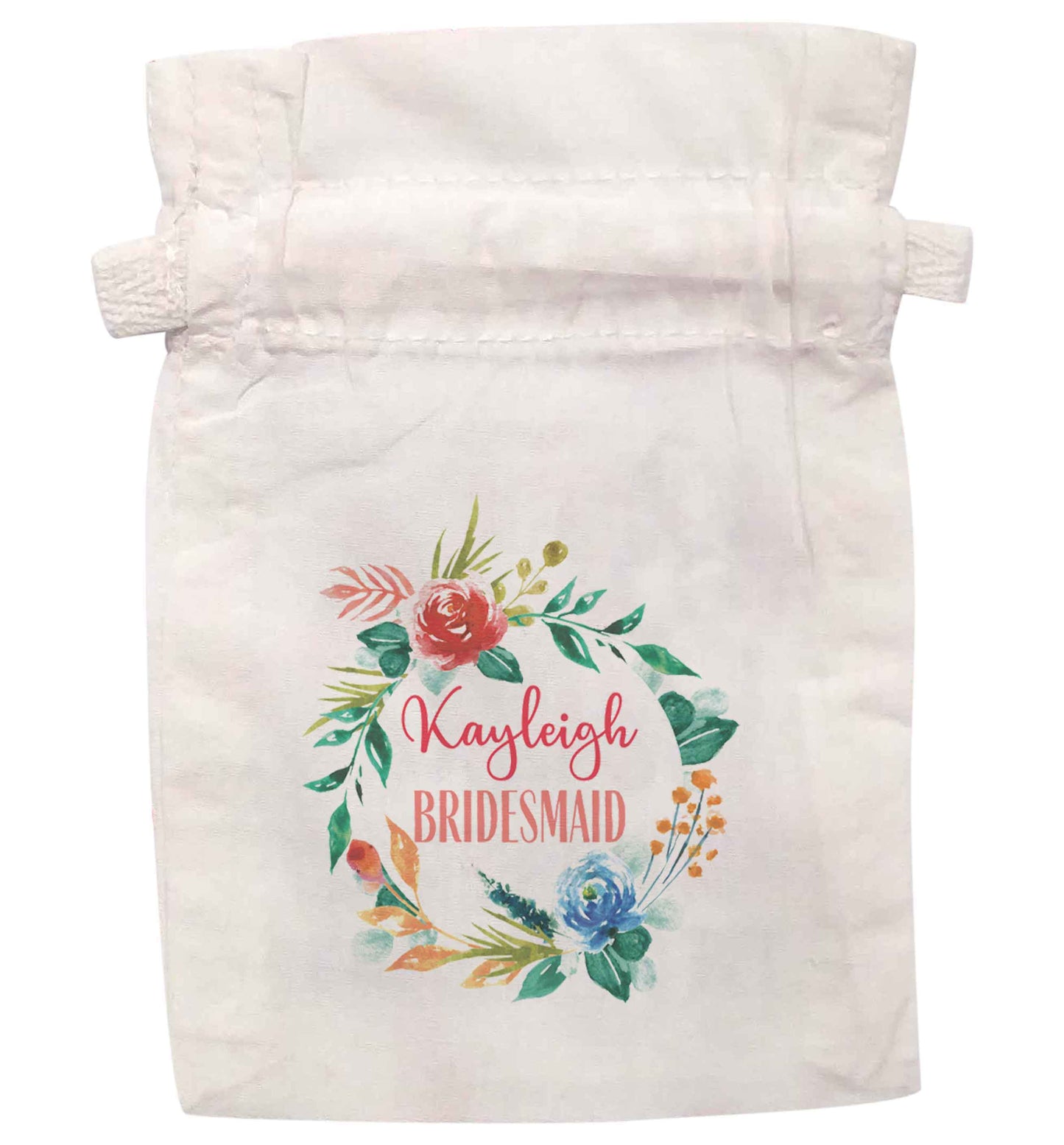 Personalised any name any role bridal green floral wreath | XS - L | Pouch / Drawstring bag / Sack | Organic Cotton | Bulk discounts available!