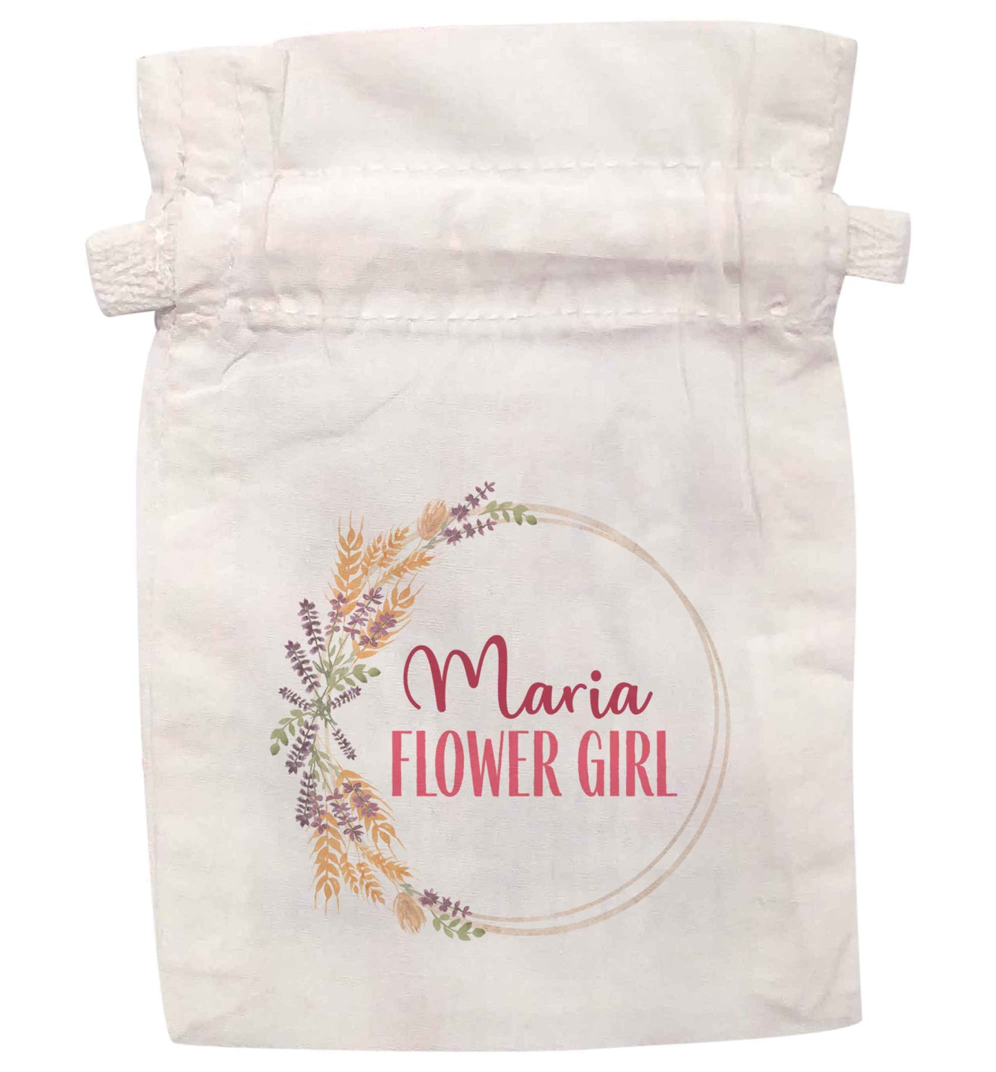 Personalised any name any role bridal autumnal floral wreath | XS - L | Pouch / Drawstring bag / Sack | Organic Cotton | Bulk discounts available!