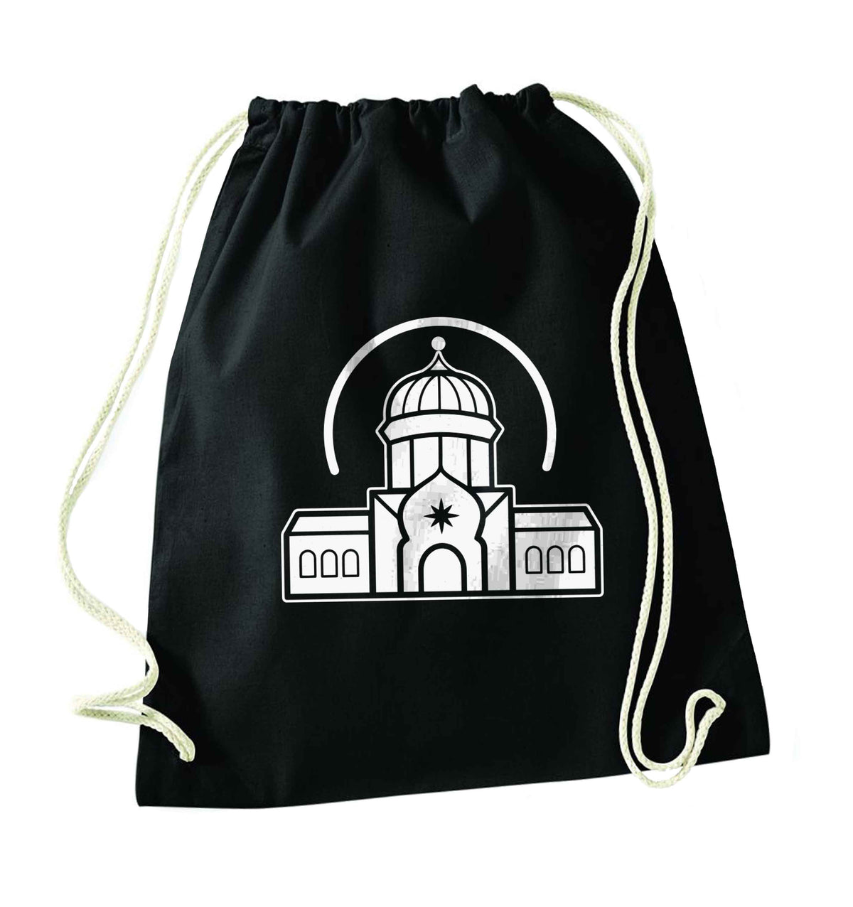 mosque masjid black drawstring bag