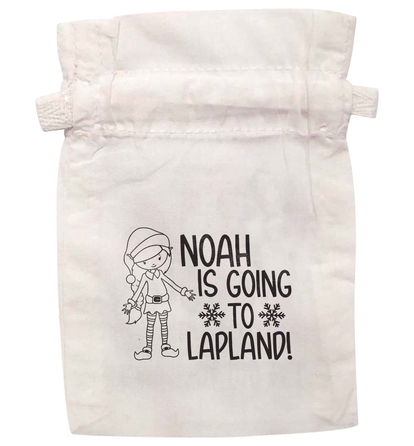 Any name here - is going to Lapland personalised elf | XS - L | Pouch / Drawstring bag / Sack | Organic Cotton | Bulk discounts available!