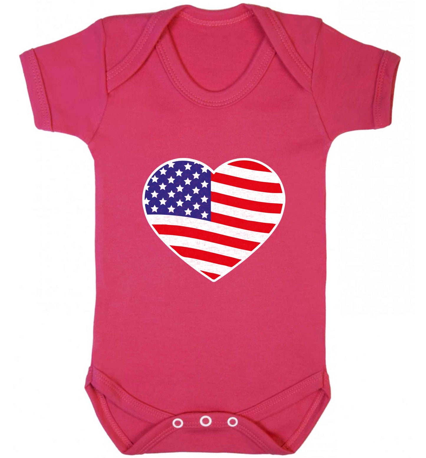 American USA Heart Flag baby vest dark pink 18-24 months