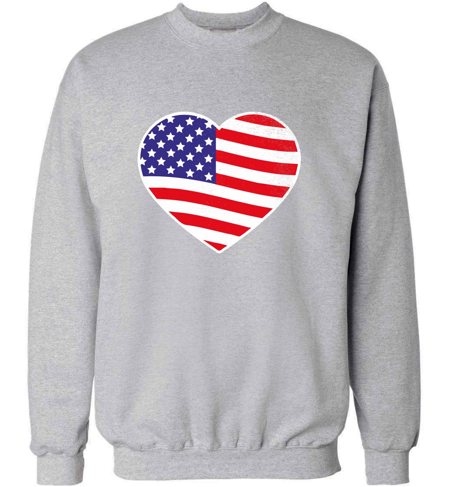 American USA Heart Flag adult's unisex grey sweater 2XL