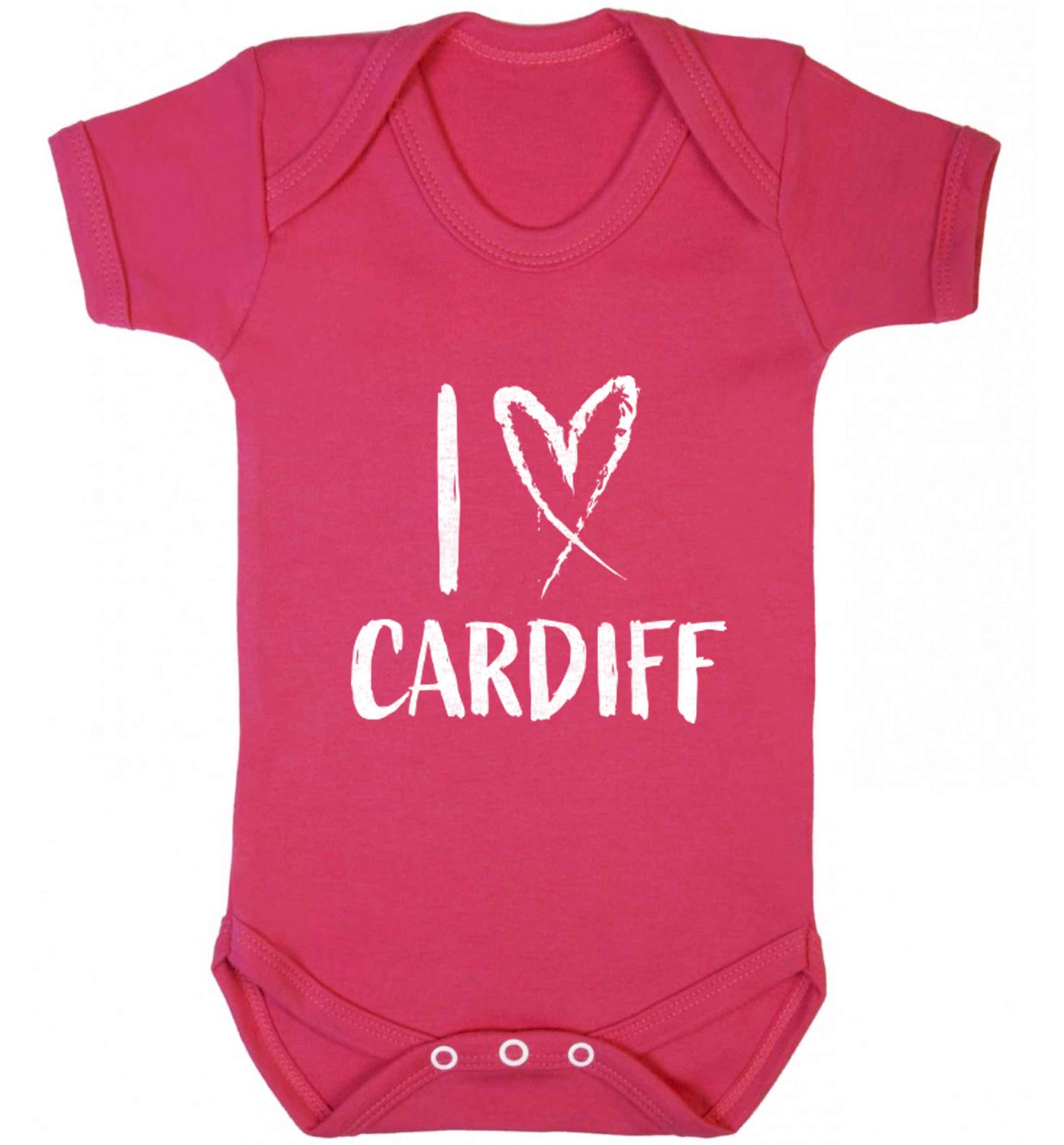 I love Cardiff baby vest dark pink 18-24 months