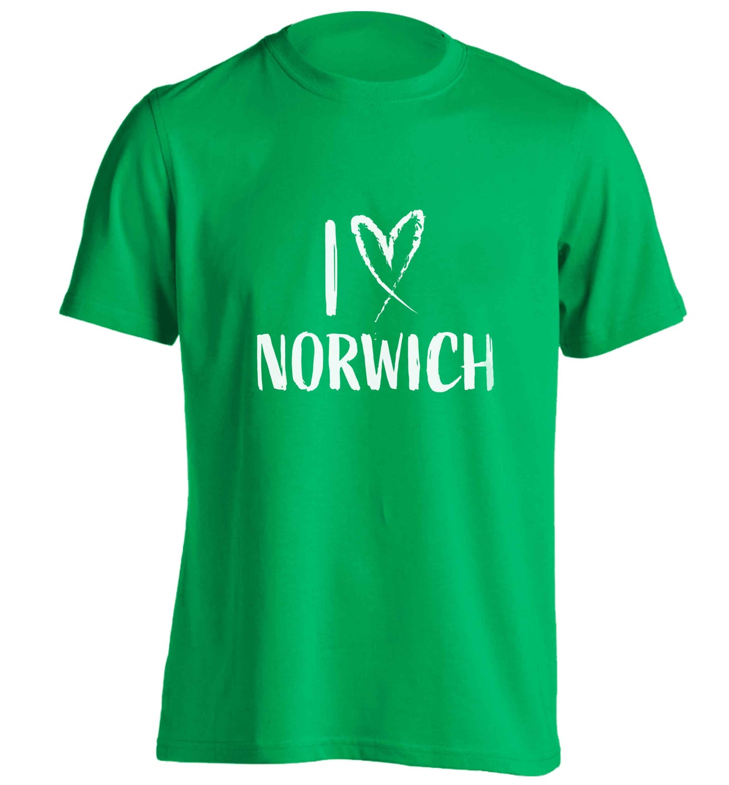 I love Norwich adults unisex green Tshirt 2XL