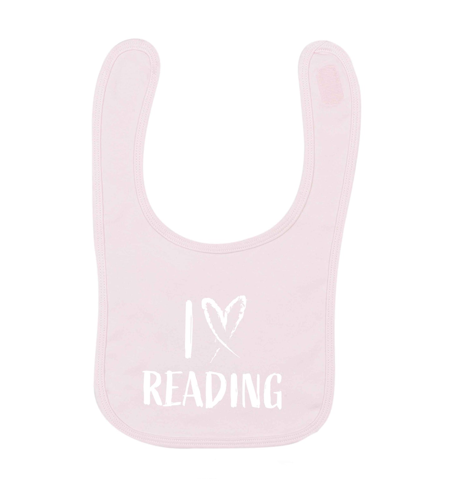 I love Reading pale pink baby bib