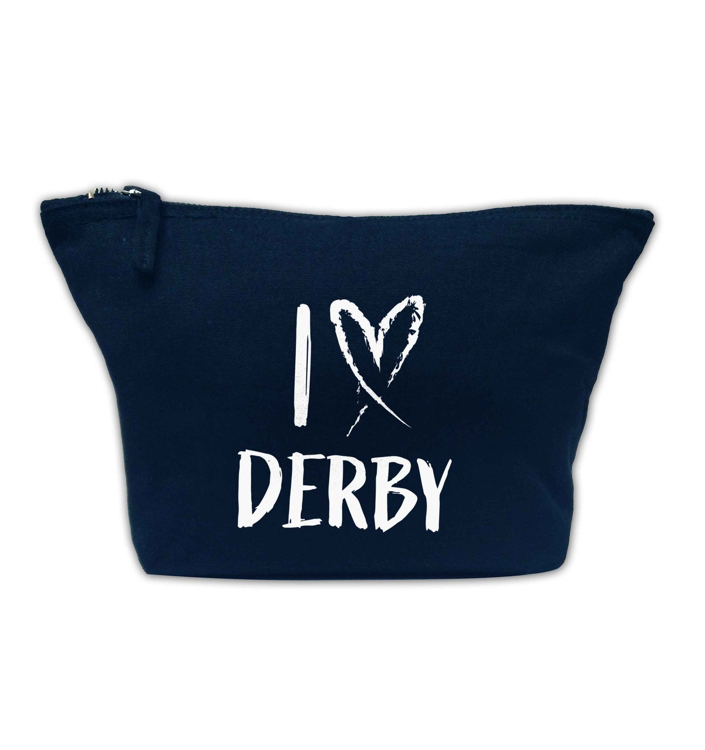I love Derby navy makeup bag