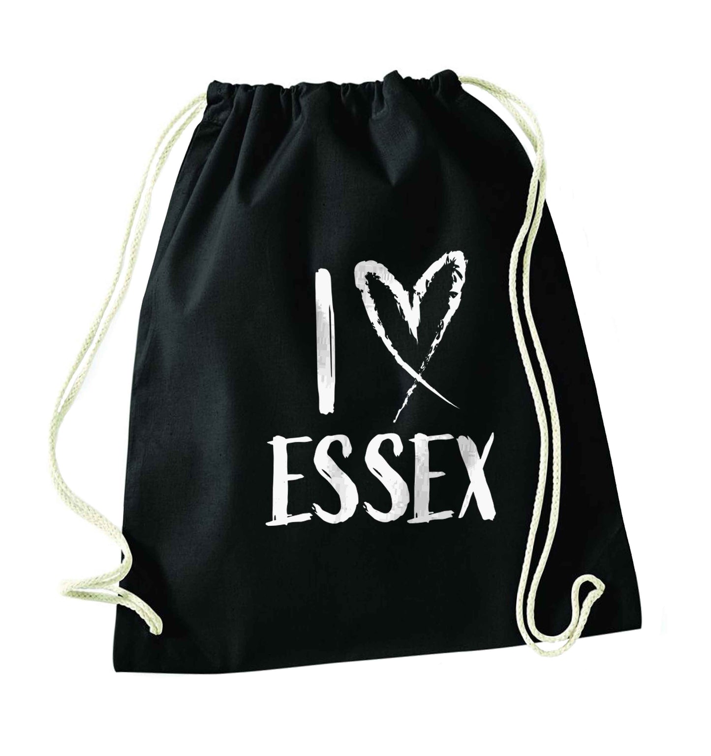 I love Essex black drawstring bag