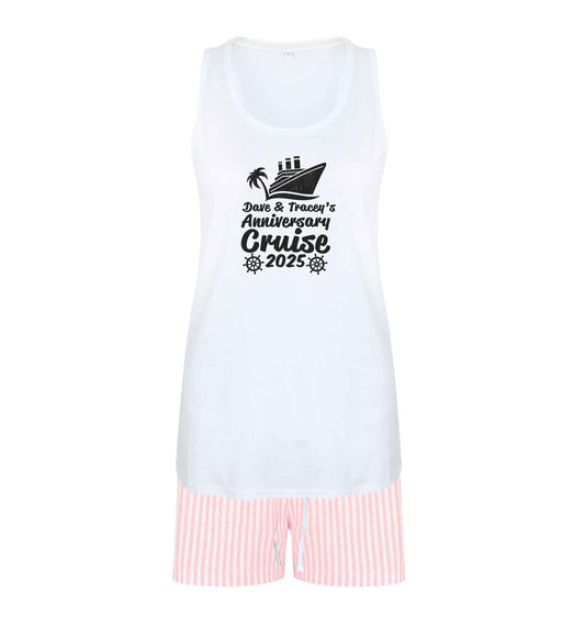 Personalised anniversary cruise size XL women's pyjama shorts set in pink