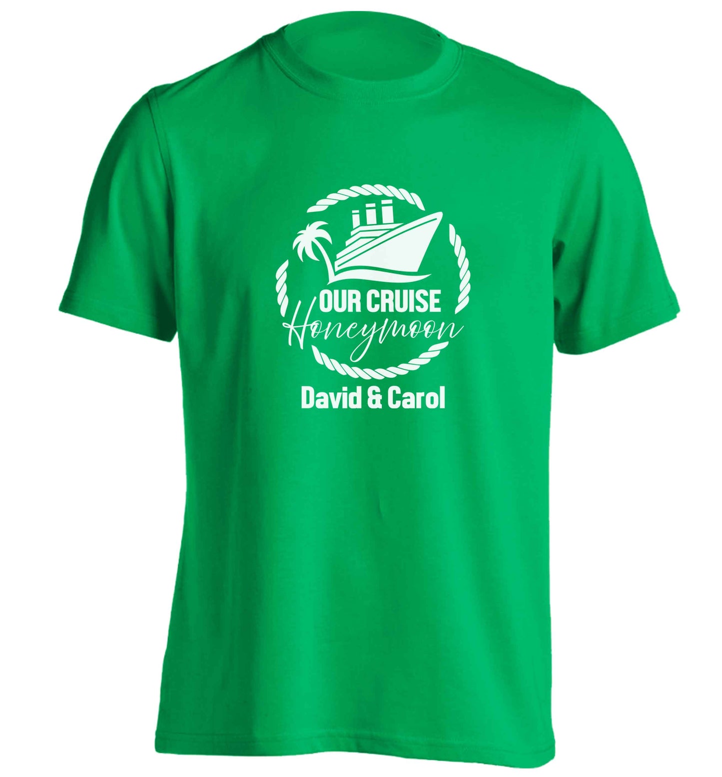 Our cruise honeymoon personalised adults unisex green Tshirt 2XL