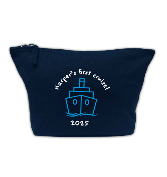 Personalised first cruise navy makeup bag