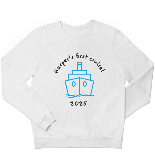 Personalised first cruise children's white sweater 12-13 Years