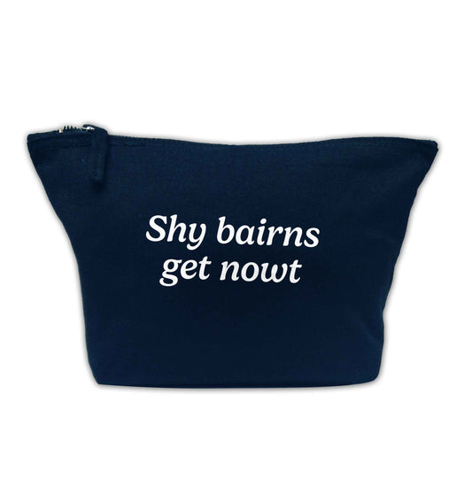 Shy bairns get nowt navy makeup bag