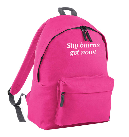 Shy bairns get nowt pink children's backpack