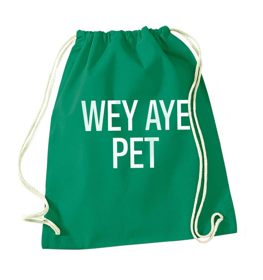 Wey Aye Pet green drawstring bag