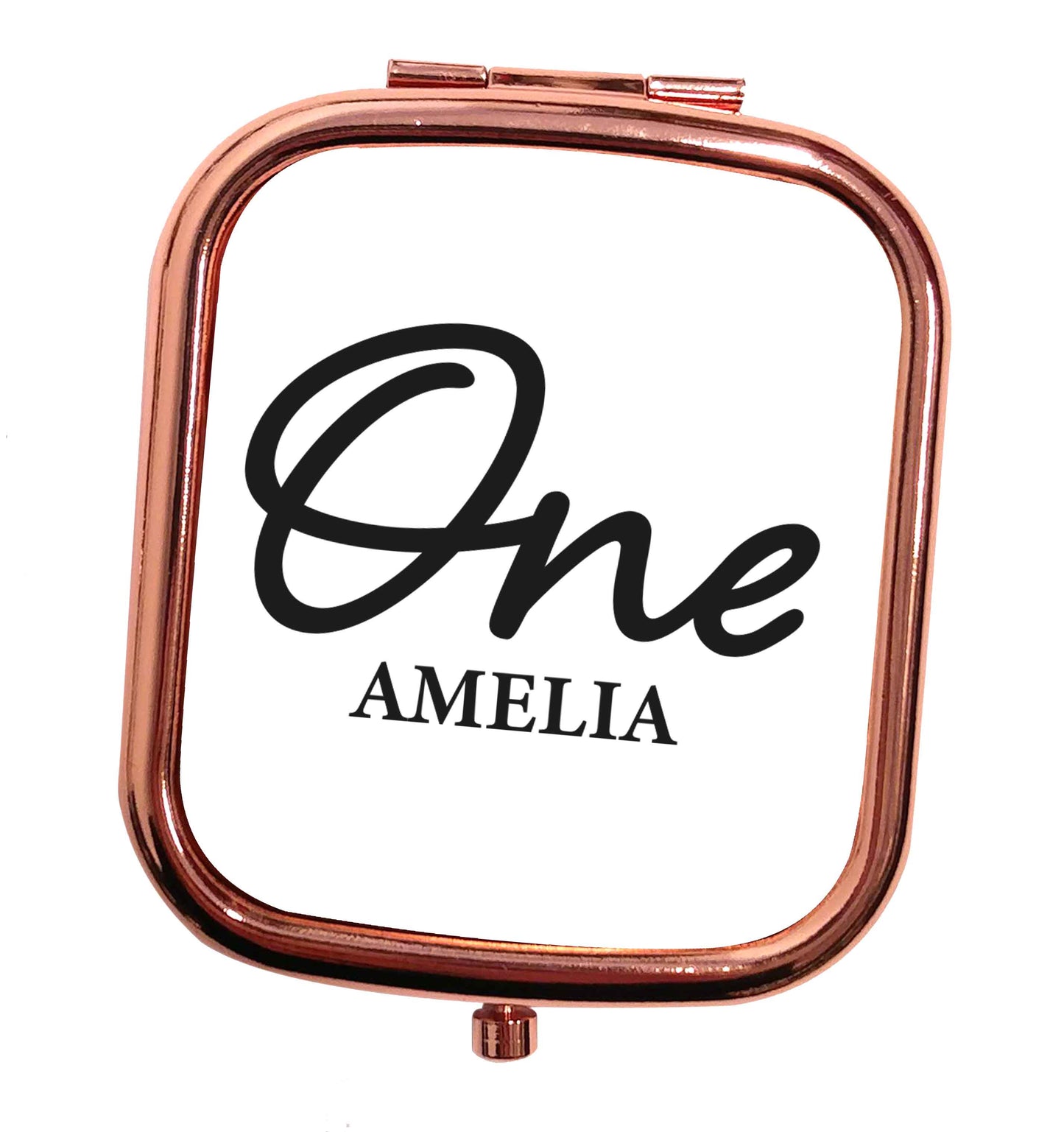 Personalised age and name rose gold square pocket mirror