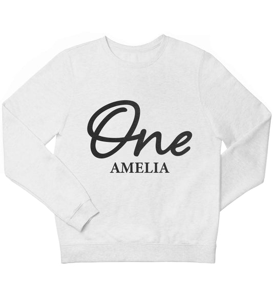 Personalised age and name children's white sweater 12-13 Years