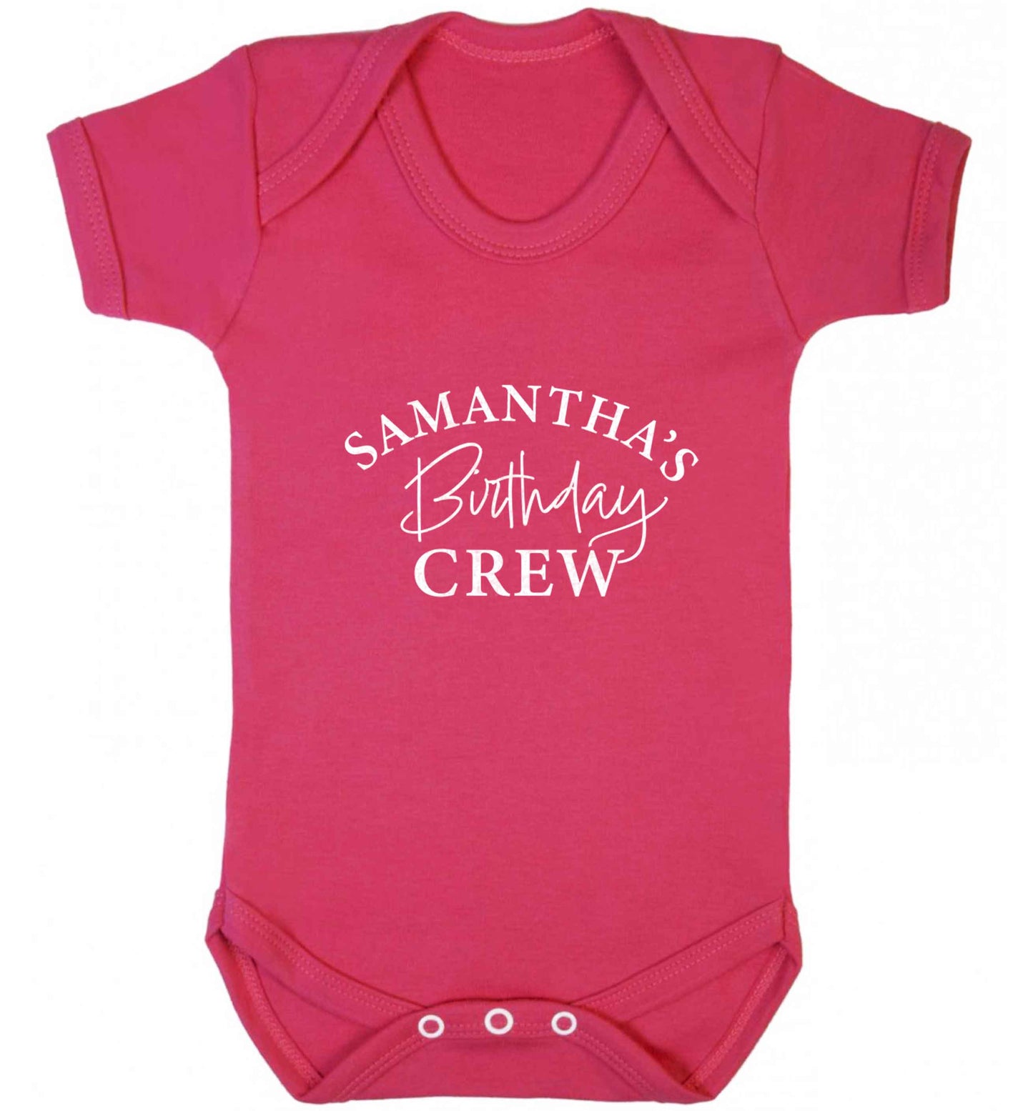 Personalised birthday crew baby vest dark pink 18-24 months