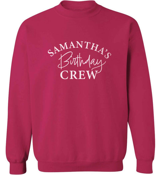 Personalised birthday crew adult's unisex pink sweater 2XL