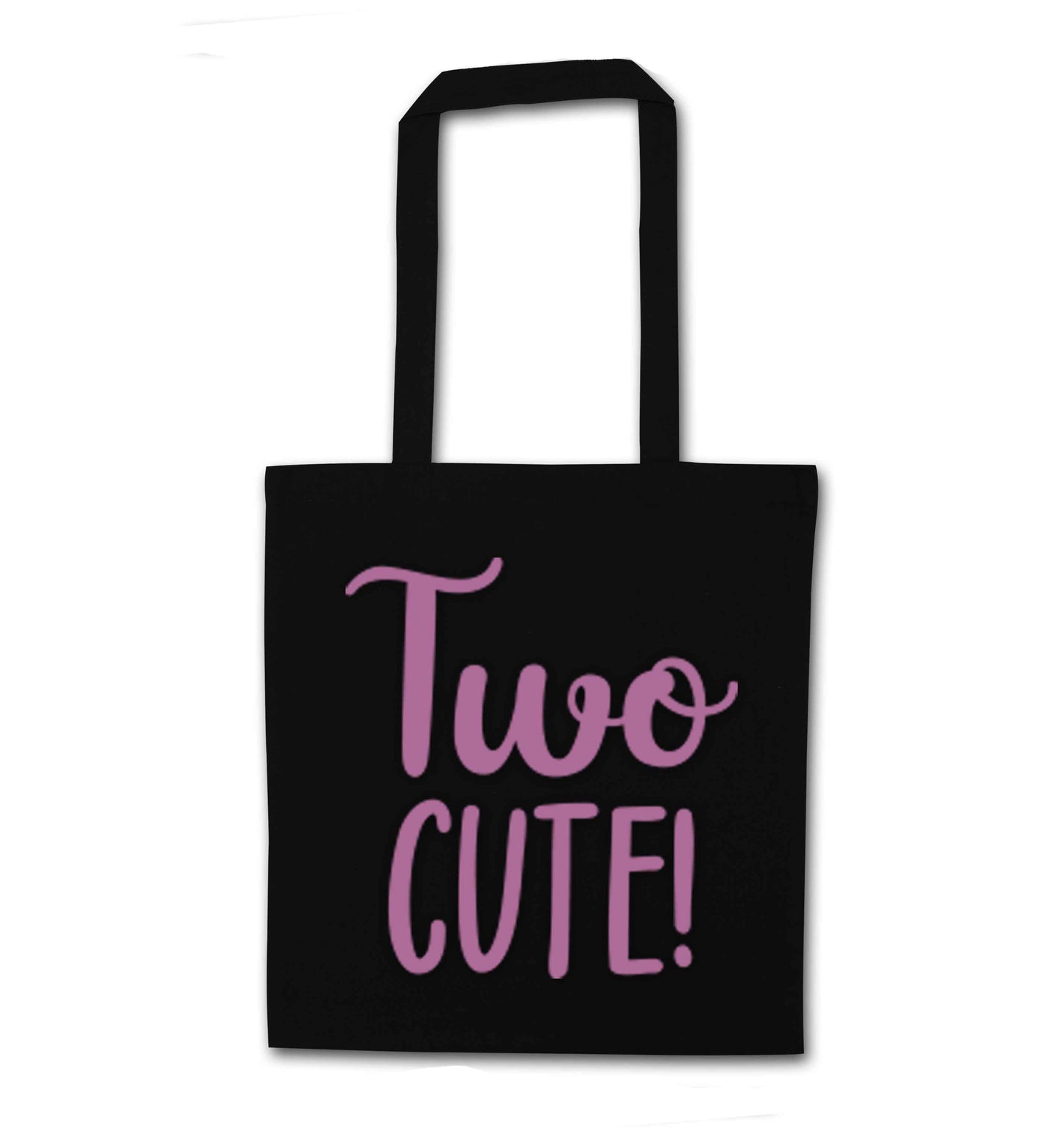 Two cute pink text black tote bag