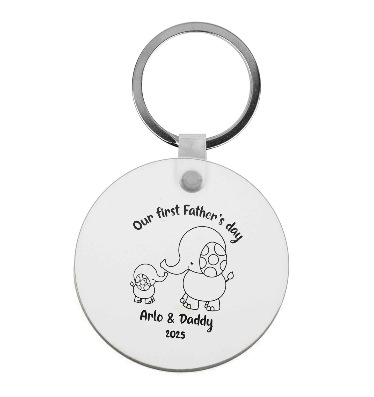 Our first Father's day personalised date and names | Keyring