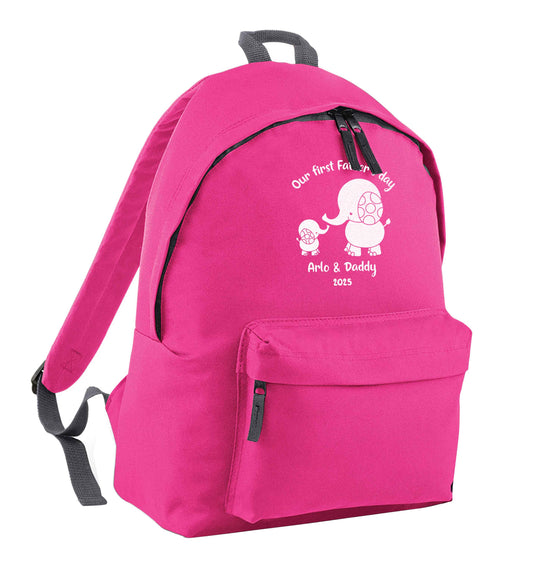 Our first Father's day personalised date and names pink children's backpack
