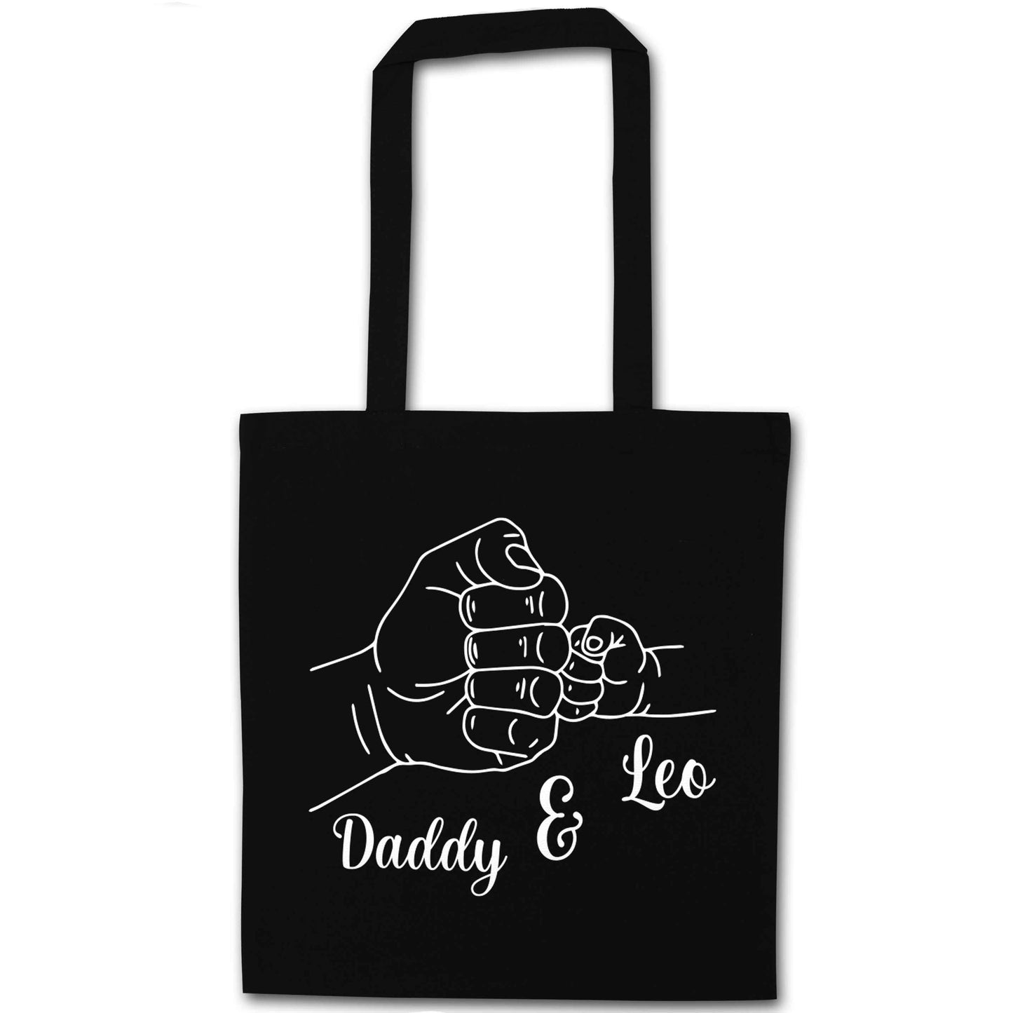 Personalised fist bump black tote bag