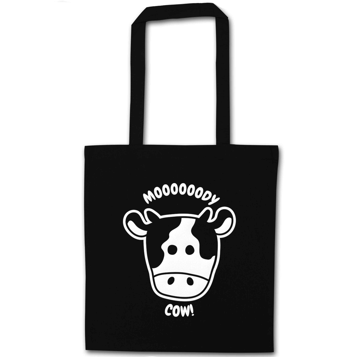 Moody cow black tote bag