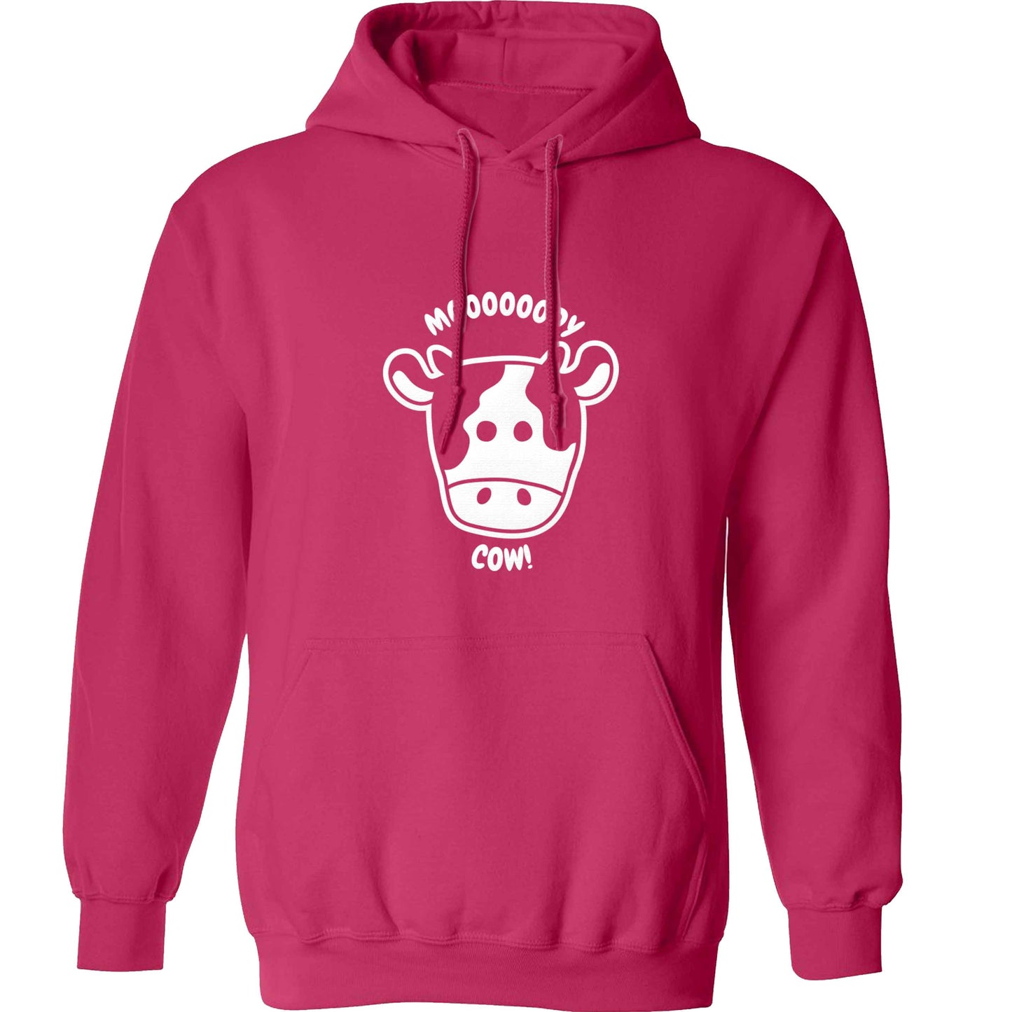 Moody cow adults unisex pink hoodie 2XL