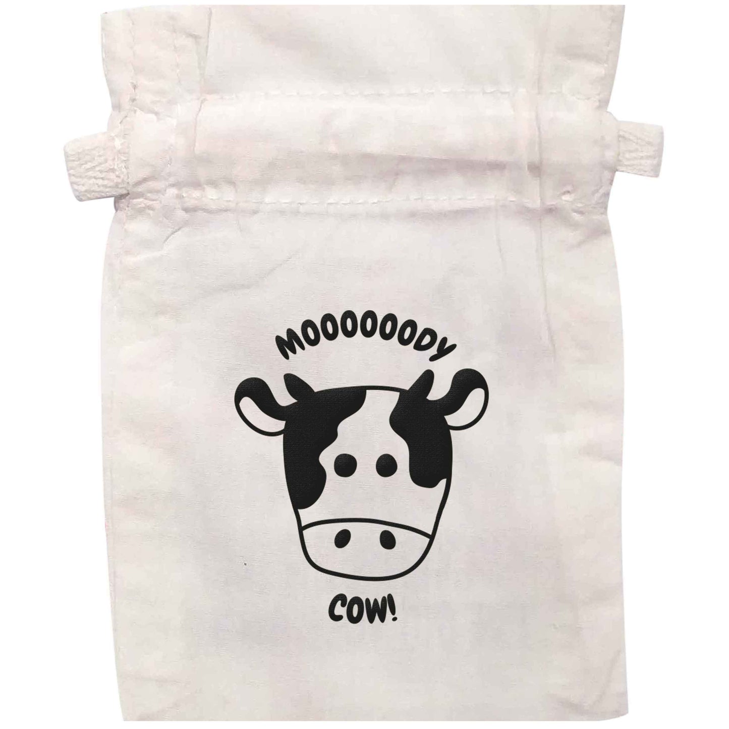 Moody cow | XS - L | Pouch / Drawstring bag / Sack | Organic Cotton | Bulk discounts available!