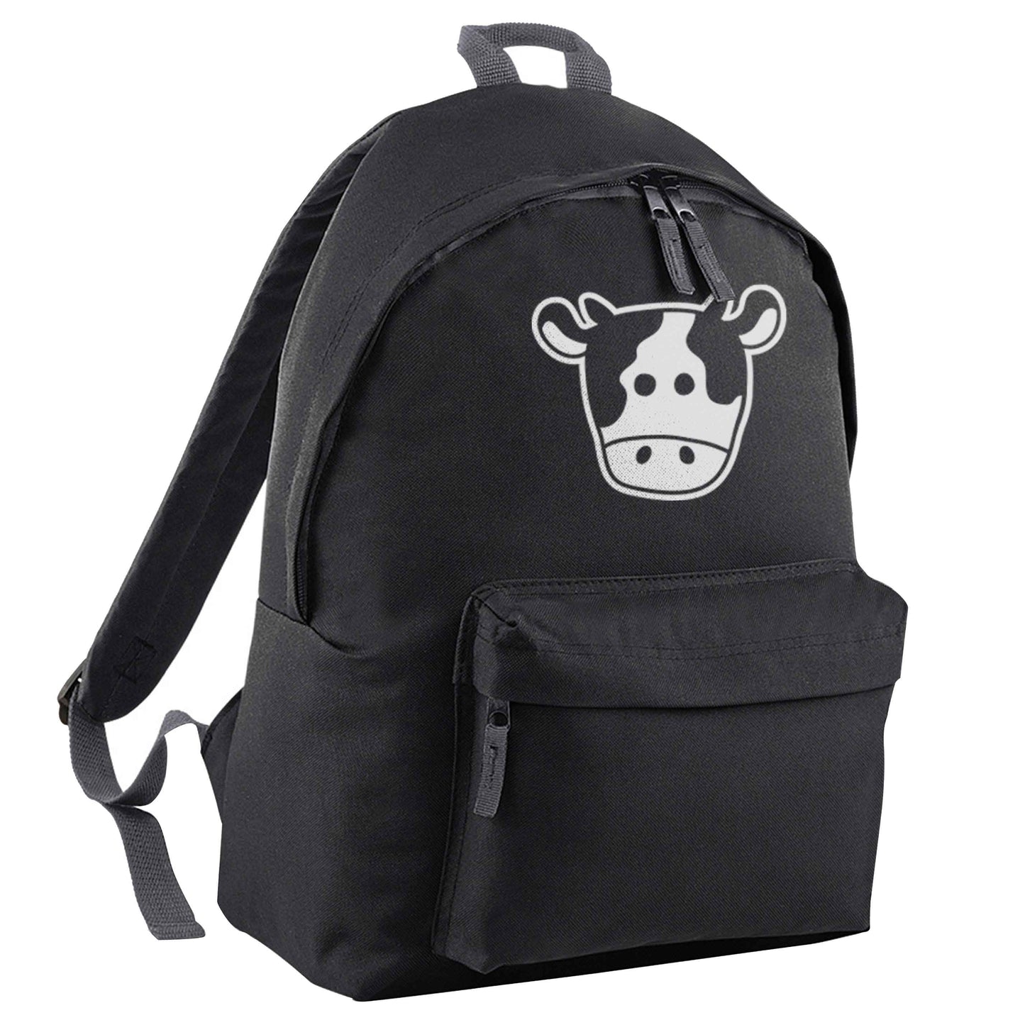 Cow illustration - pocket design black adults backpack