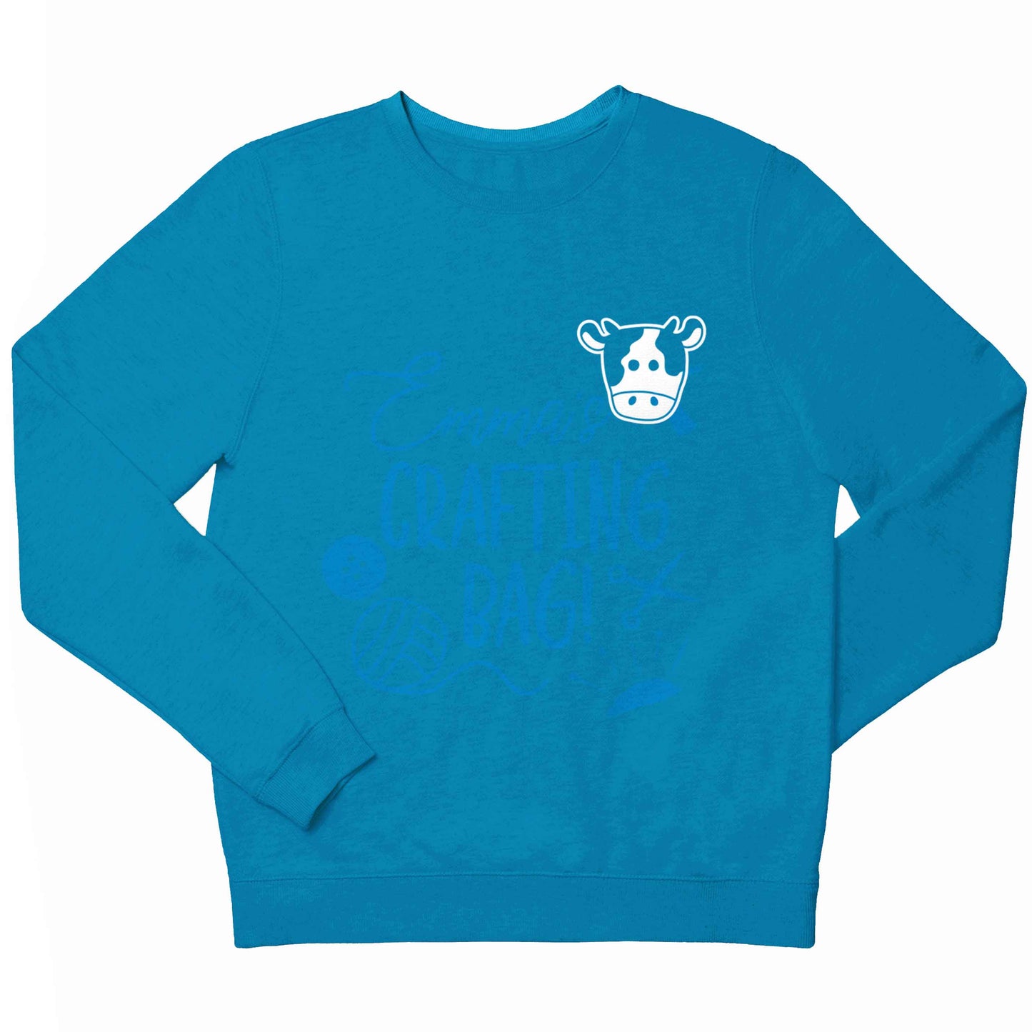 Cow illustration - pocket design children's blue sweater 12-13 Years