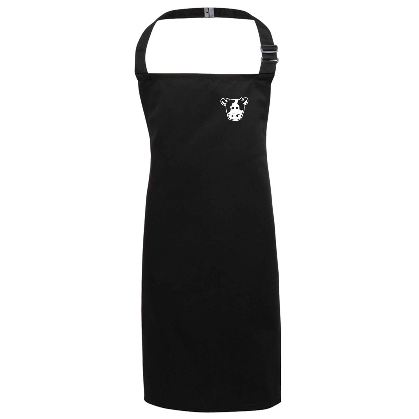 Cow illustration - pocket design black apron 7-10 years