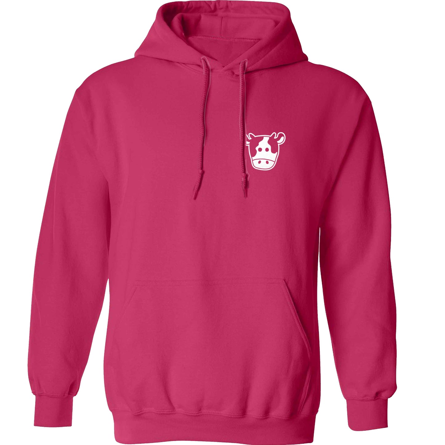 Cow illustration - pocket design adults unisex pink hoodie 2XL