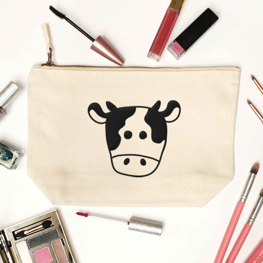 Cow illustration - pocket design natural makeup bag