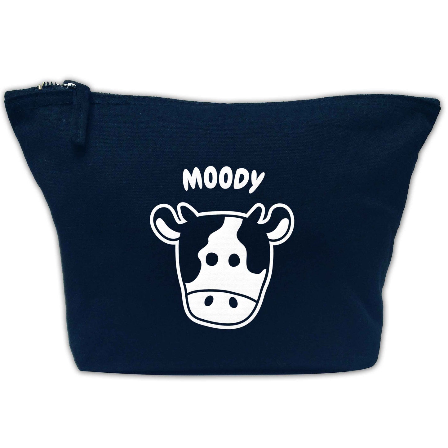 Moody cow illustration | Makeup / wash bag