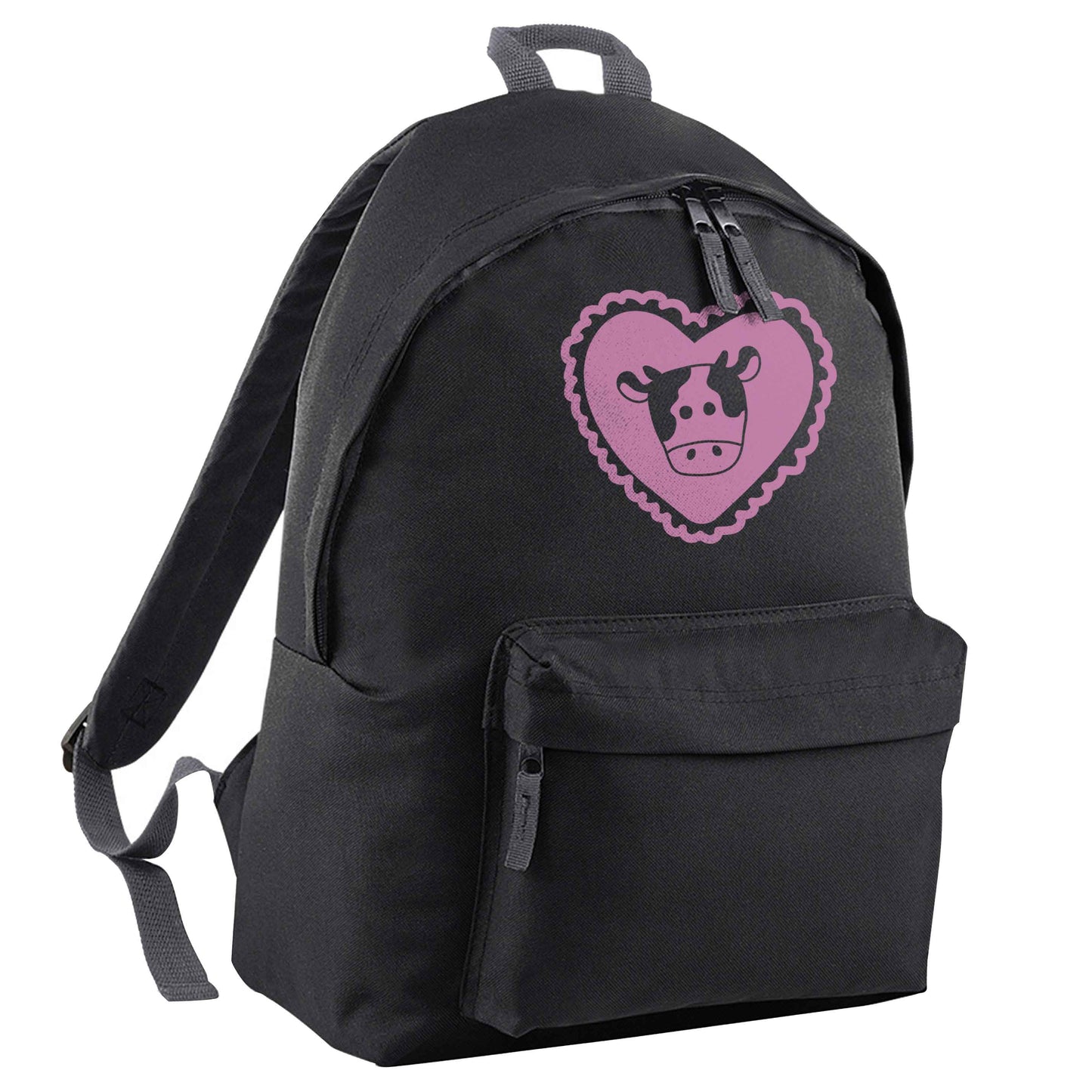 Cow heart illustration black adults backpack