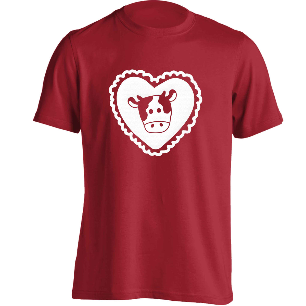 Cow heart illustration adults unisex red Tshirt 2XL