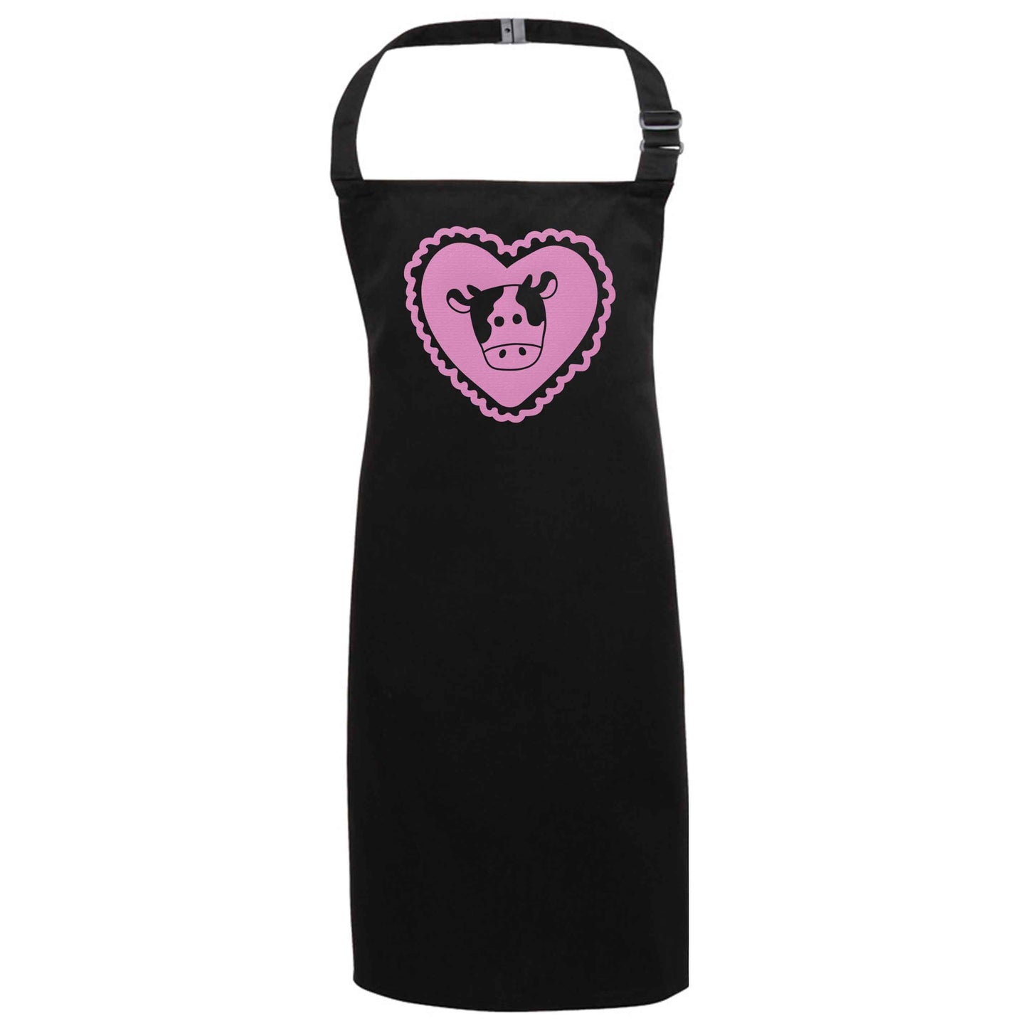 Cow heart illustration black apron 7-10 years