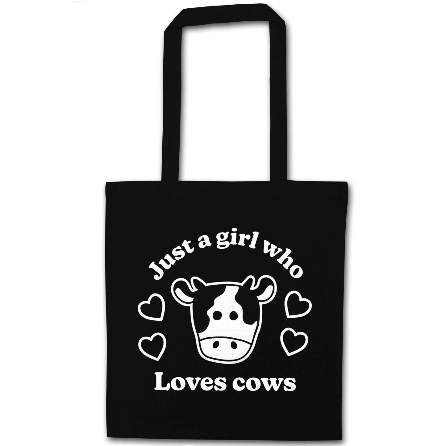 Just a girl who loves cows black tote bag