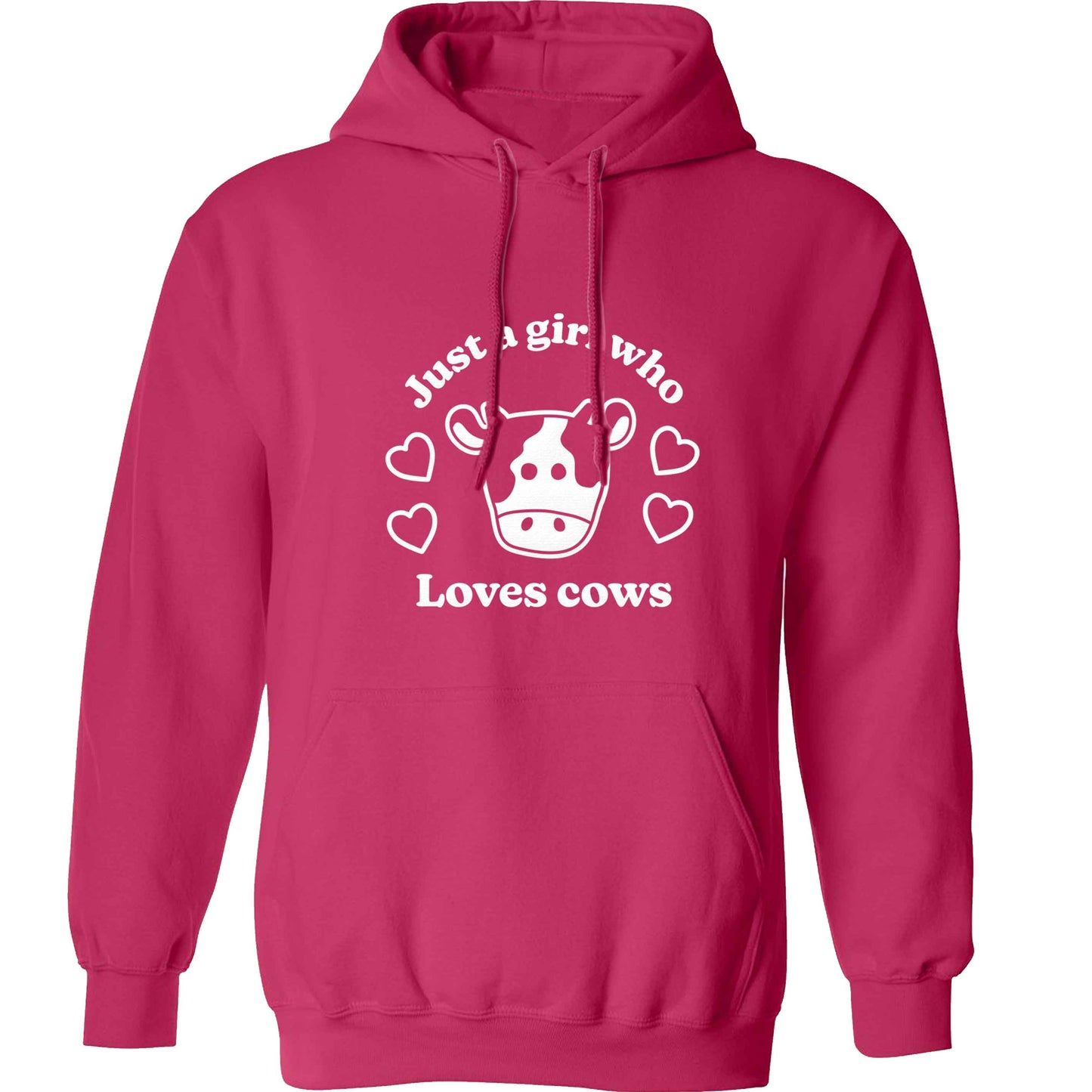 Just a girl who loves cows adults unisex pink hoodie 2XL
