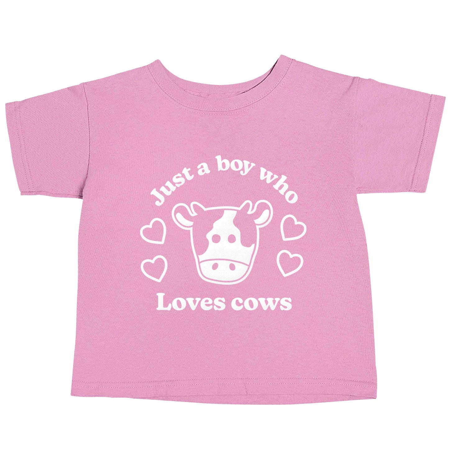 Just a boy who loves cows light pink baby toddler Tshirt 2 Years