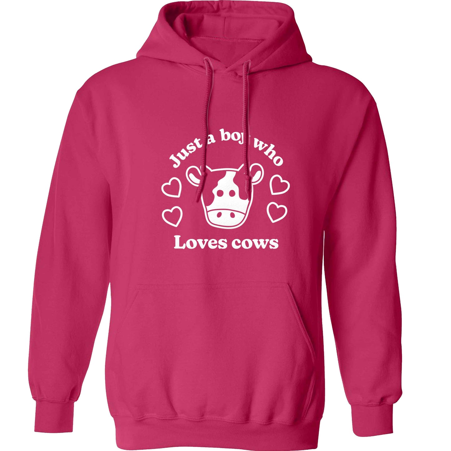 Just a boy who loves cows adults unisex pink hoodie 2XL