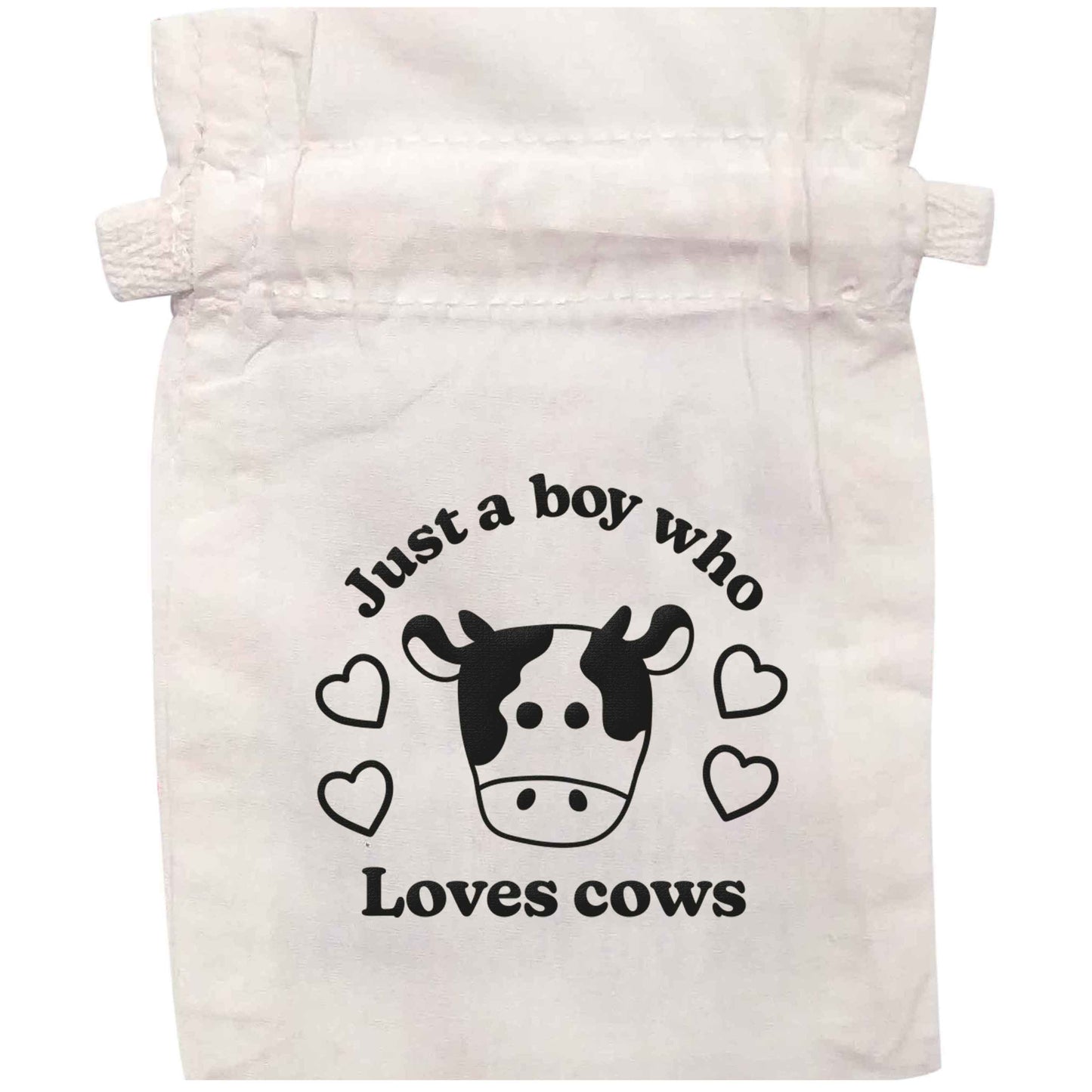 Just a boy who loves cows | XS - L | Pouch / Drawstring bag / Sack | Organic Cotton | Bulk discounts available!