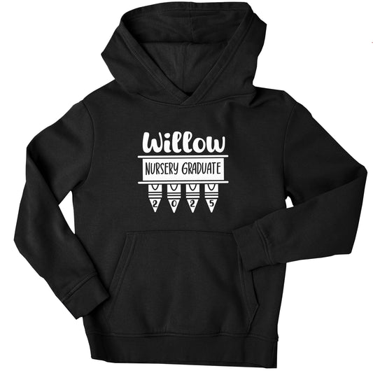 Personalised nursery graduate 2025 children's black hoodie 12-13 Years